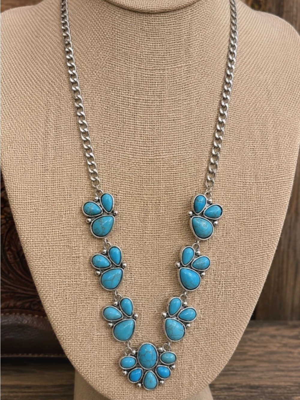 Turquoise Petal Cluster Necklace - Women Jewelry